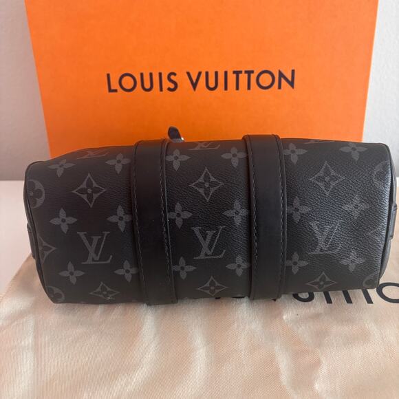 Louis Vuitton Keepall Bandoulière 25 Crossbody Bag Monogram Eclipse Gray Black - Picture 6 of 15